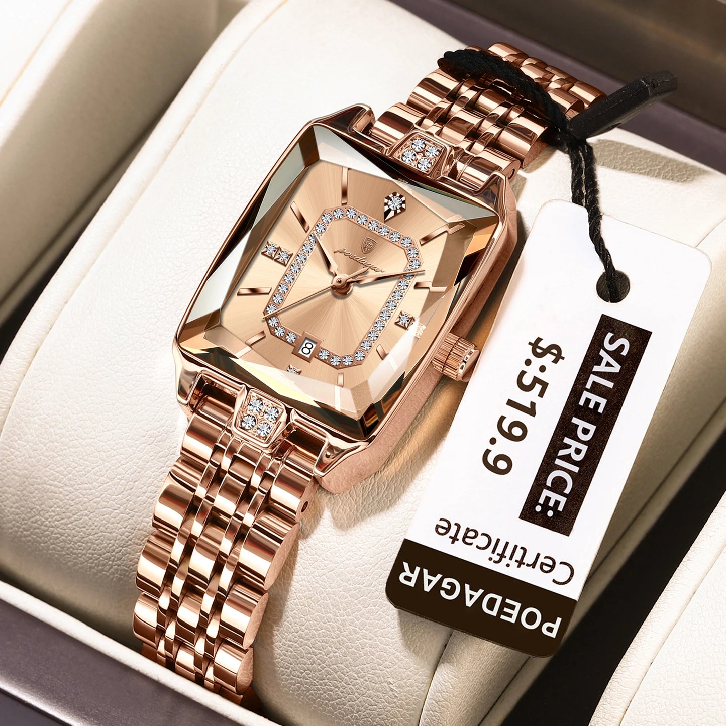POEDAGAR Luxury Watch For Woman Waterproof Calendar High Quality Ladies Watch Stainless Steel Quartz Women's Watches Elegant+Box