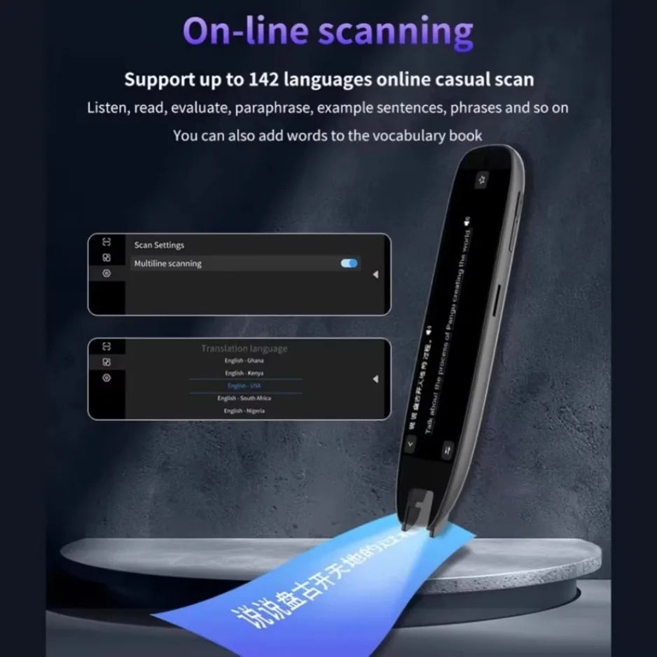 XIKCU S65 Pro Smart Voice Translator 142 Languages WIFI Scan Translation Pen Scanning Translation Pen For Business Travel Abroad