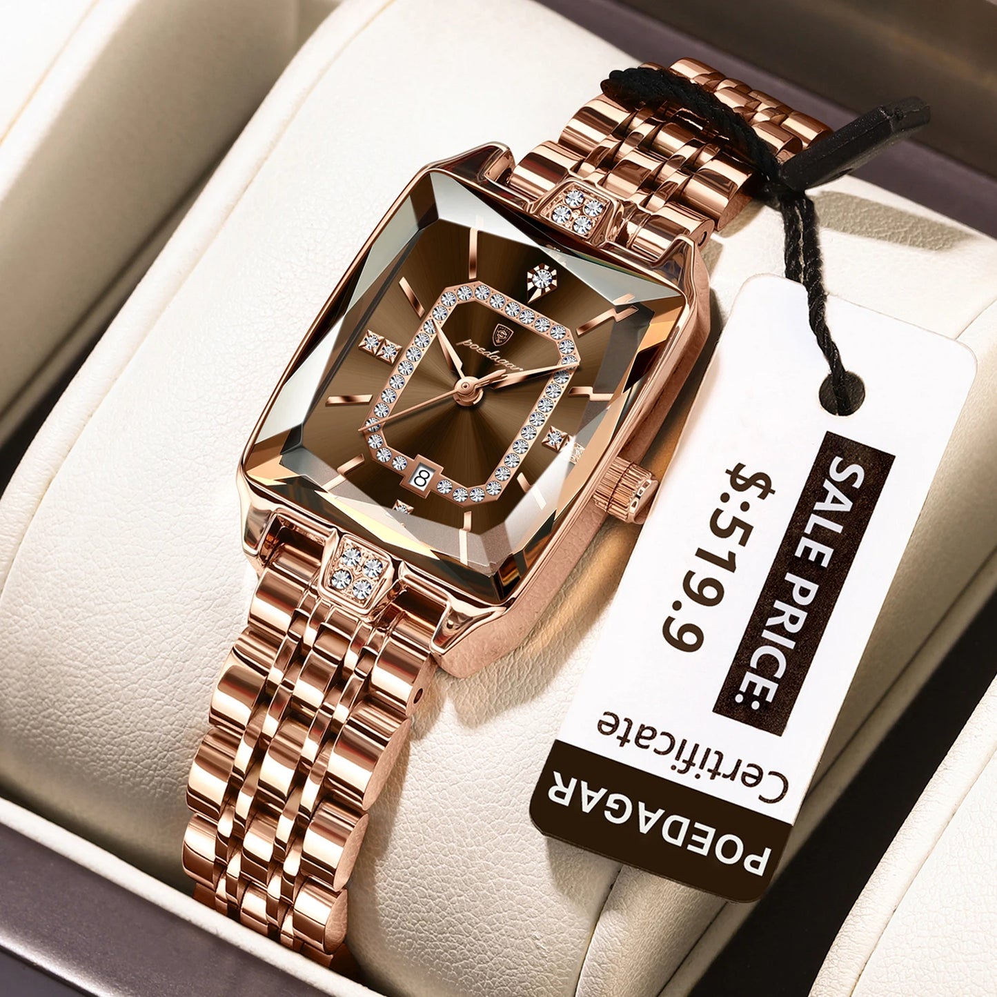 POEDAGAR Luxury Watch For Woman Waterproof Calendar High Quality Ladies Watch Stainless Steel Quartz Women's Watches Elegant+Box